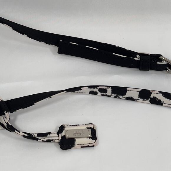 Nine West Drawstring Black Nylon Type Fabric Bag Adjustable Cheetah Print Strap - Picture 4 of 15